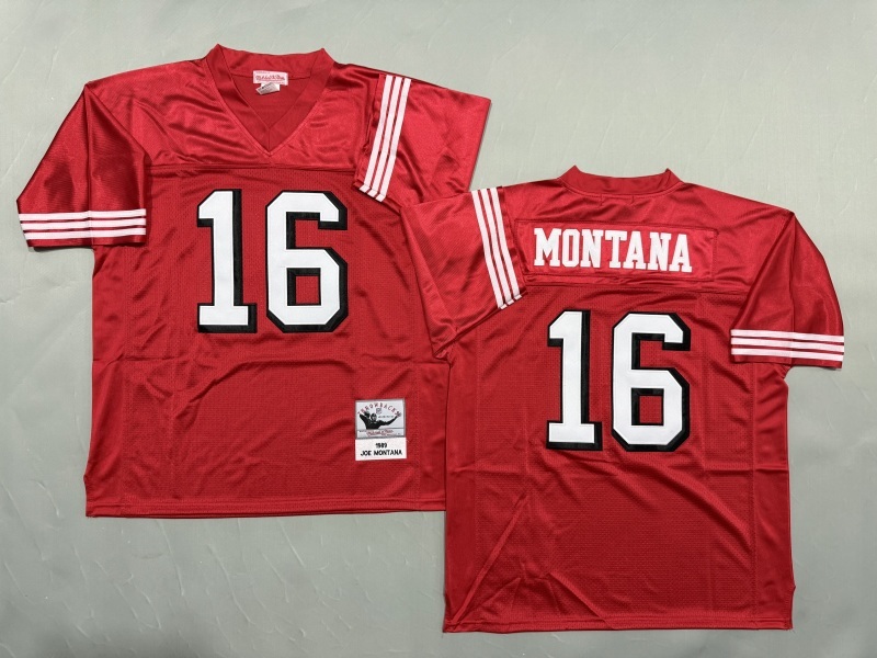 Men 2025 San Francisco 49ers #16 Montana red Throwback Limited NFL Jersey style 002->san francisco 49ers->NFL Jersey